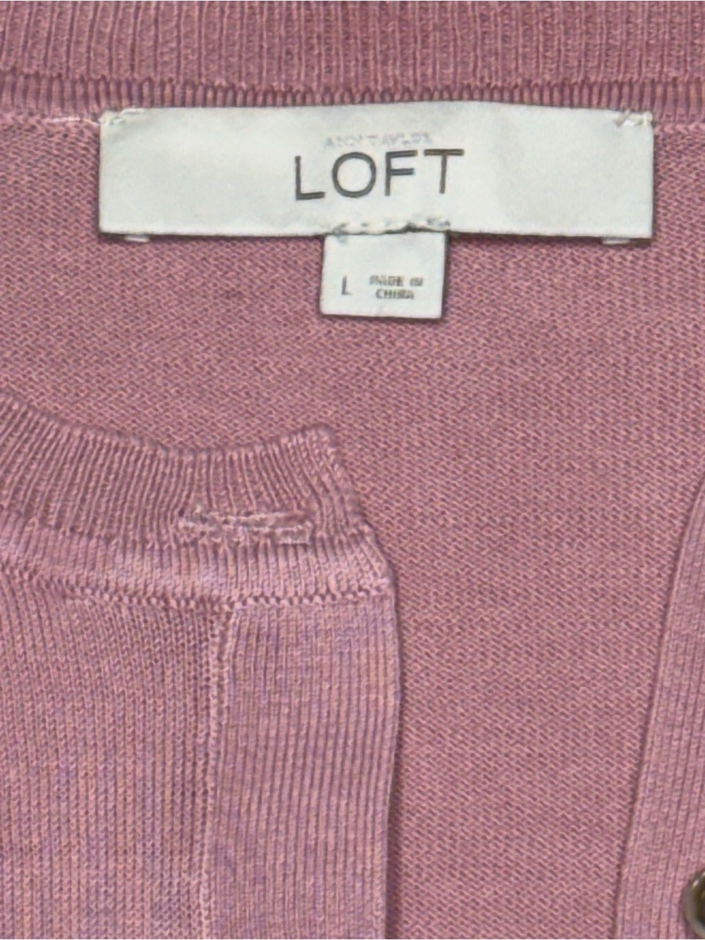 LOFT Light Pink Crewneck Button-Front Cardigan - Picture 2 of 11